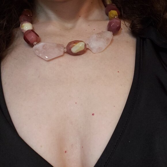 Rose Quartz, Semi Precious Stone and Costume Necklace - Picture 4 of 5